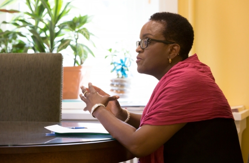 President Smith at work in her Parrish Hall office.
