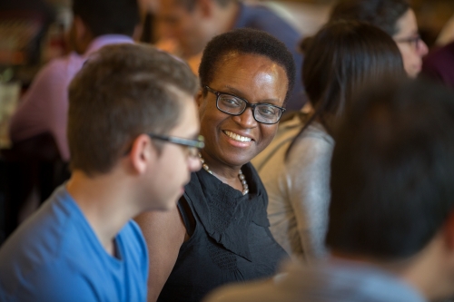 President Smith chats with a student in the new Summer Scholars Program.