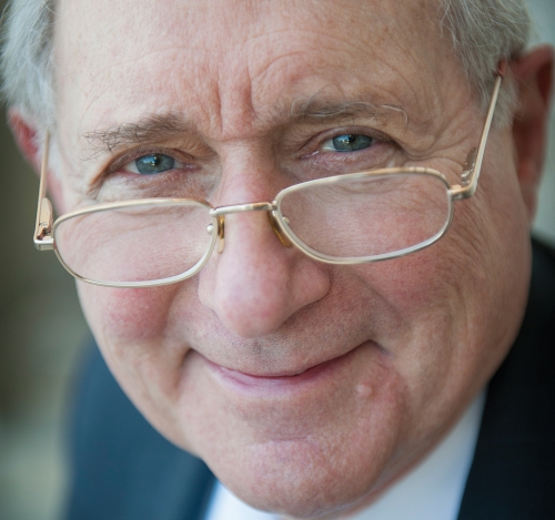 Close-up photo of Carl Levin ’56