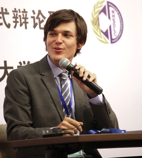 David Weeks ’10 at a Chinese debate