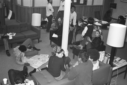 students sitting in an office