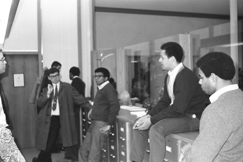 students participate in a sit-in