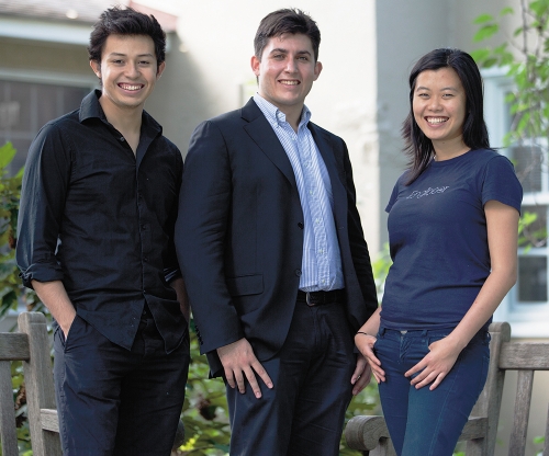 Jason Mendoza ’16 (left), Max Kaye ’14, and Meiri Anto ’16 helped organize Social Entrepreneurship Hub events this fall. 