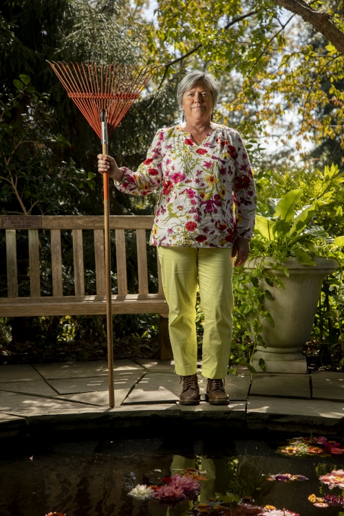 Sheila Magee holding a rake