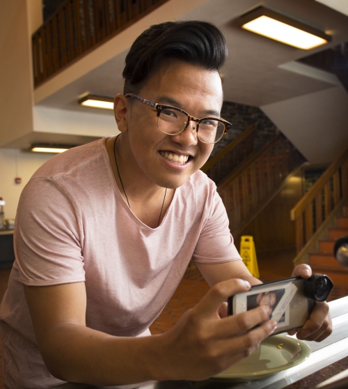 portrait of John Lim ’16 at Sharples Dining Hall