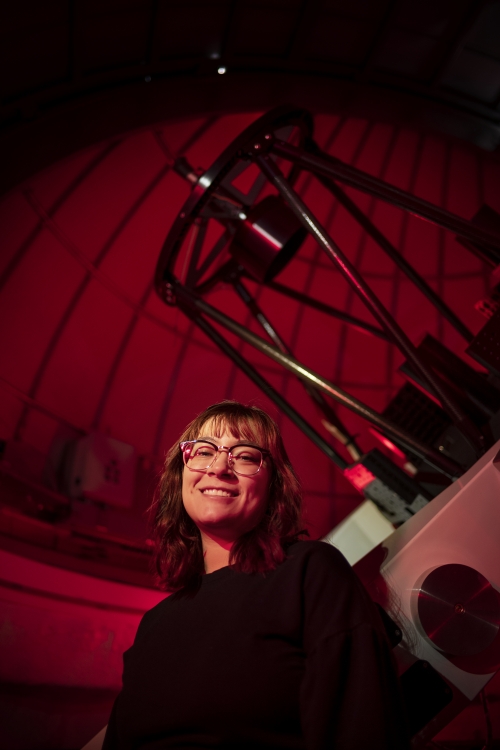 Edna Olvera ’21 in Swarthmore's observatory