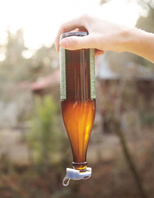 upside down beer bottle