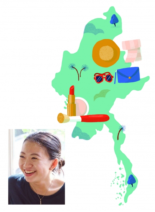 Su Wai ‘Hillary’ Yee ’14 with drawing of Myanmar