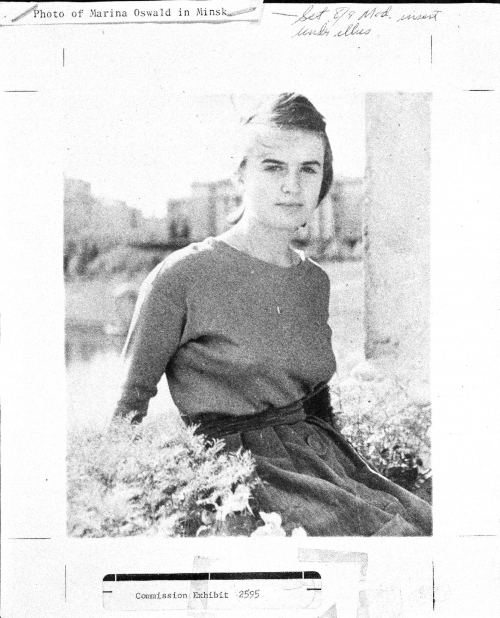 Black-and-white photo of a young Marina Oswald in Minsk