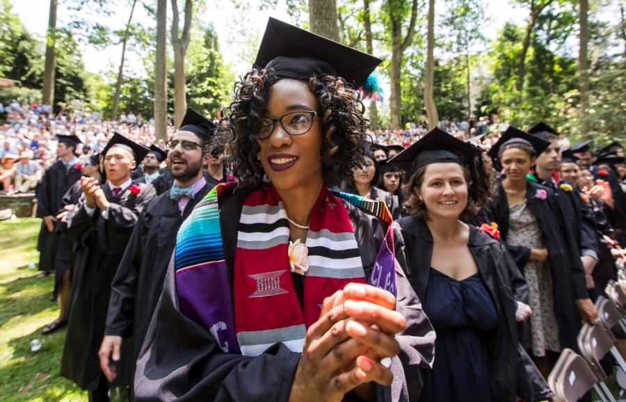 The crowd of Swarthmore Graduates await their turn to receive their diplomas.