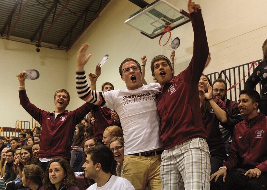 Students feel the Swarthmore spirit at the pep rally Friday night. 