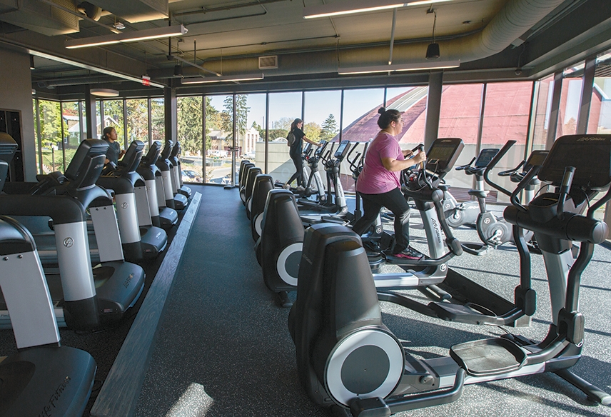 Community members workout in the new Matchbox wellness facility. 