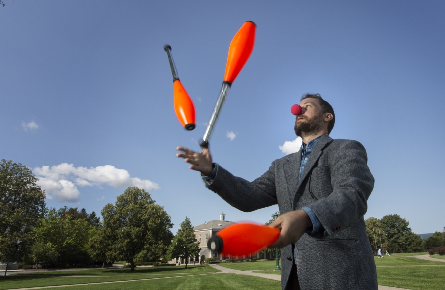 John Rieffel juggles pins