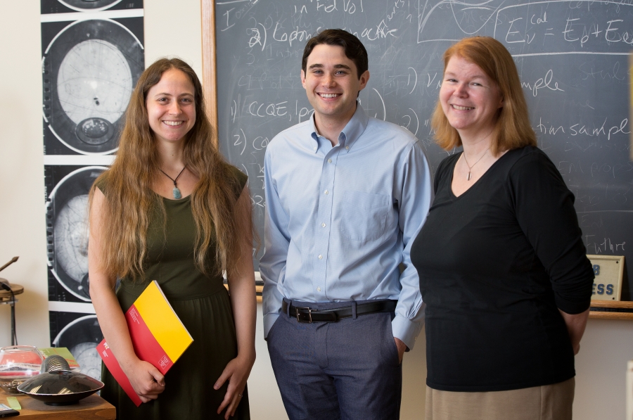 portrait of Michelle Tomasik ’07, Josh Sokol ’11, and Janet Conrad ’85 