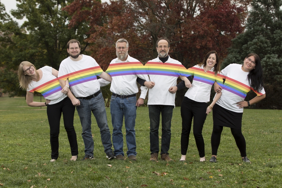 The Bulletin staff with a rainbow across their chests.