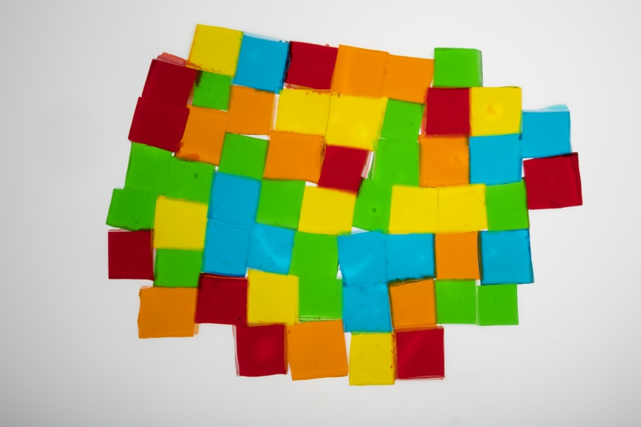 colorful jell-o cubes