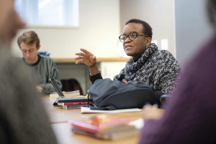 President Valerie Smith in the classroom 