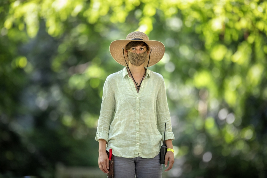 Emily Reuther in a mask