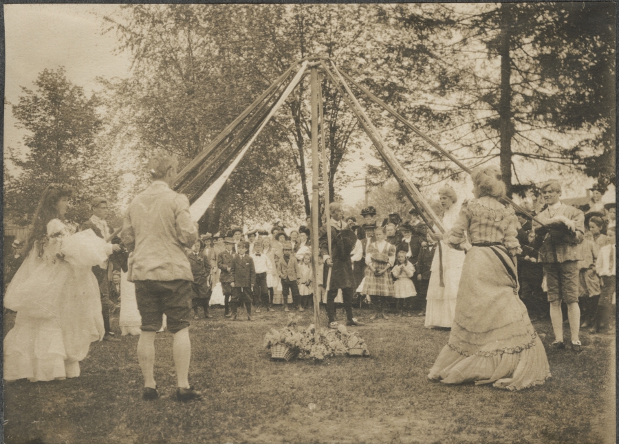 walking around a maypole 