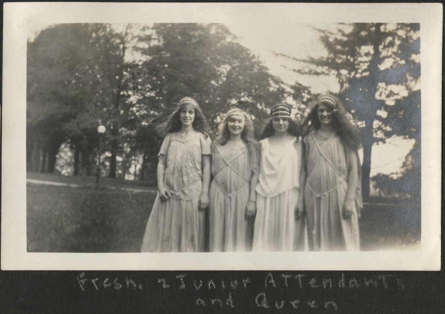 woman at a may pole ceremony 