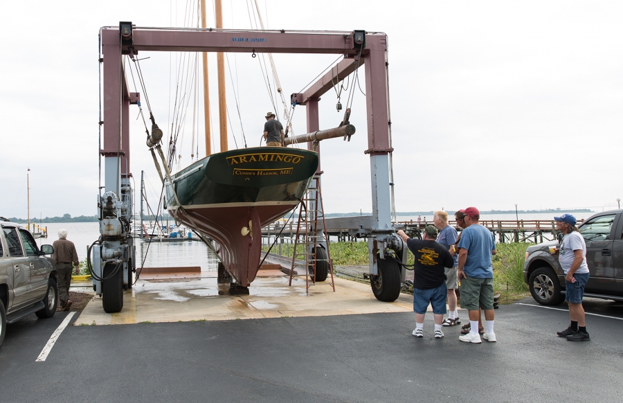 Photo of The Aramingo on a crane.