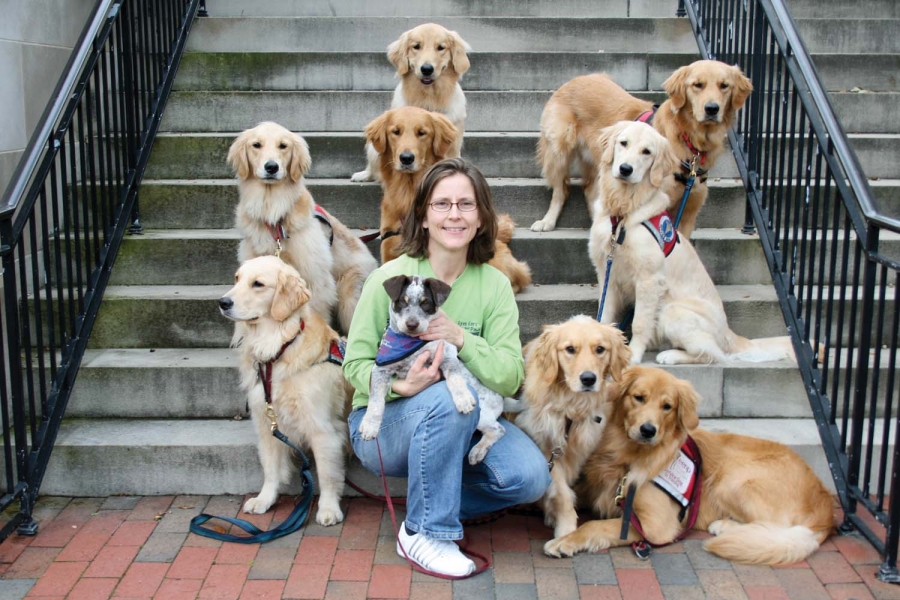 Deb Cunningham and her service dogs.