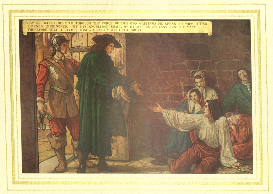 mural depicting William Penn visiting Quakers in prison