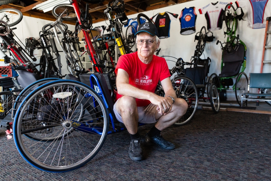 Peter Coffin with bikes