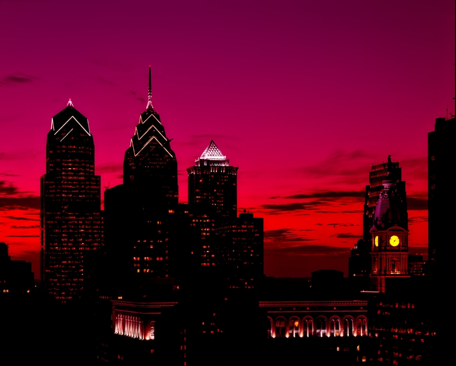 Philadelphia skyline at twilight