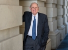 Close-up photo of Carl Levin ’56