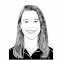 drawing of Karen Colby, Swarthmore swim coach 