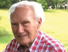 Edward Johnson ’46 in a red checkered shirt.