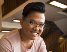 portrait of John Lim ’16 at Sharples Dining Hall