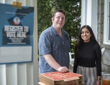 two students help voter registration 