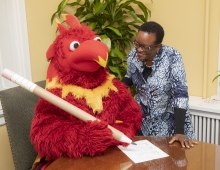 President Valerie Smith and Phineas 