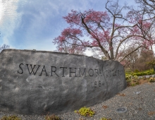 picture of rock with Swarthmore written in it