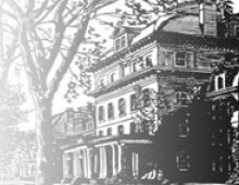 pen and ink drawing of Parrish Hall