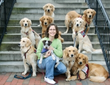 Deb Cunningham and her service dogs.