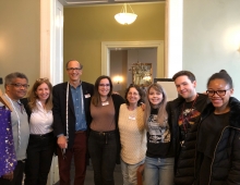 Alumni and students at the Dress for Success clothing giveaway.