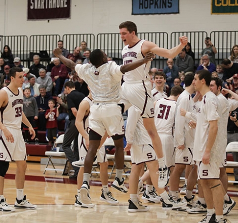 Basketball players celebrating