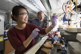 Sooyun Choi ’17 working in the chemistry lab with her mentor Professor Robert Paley