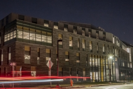 Singer Hall at night 