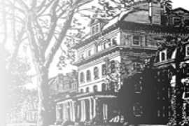pen and ink drawing of Parrish Hall