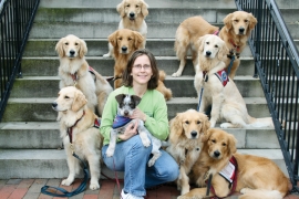 Deb Cunningham and her service dogs.