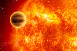 Outer space, fiery planets