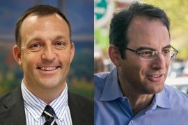 Headshots of Josh Green and Phil Weiser