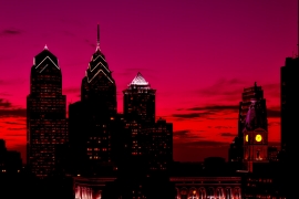 Philadelphia skyline at twilight