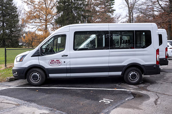 White van with Swarthmore College logo