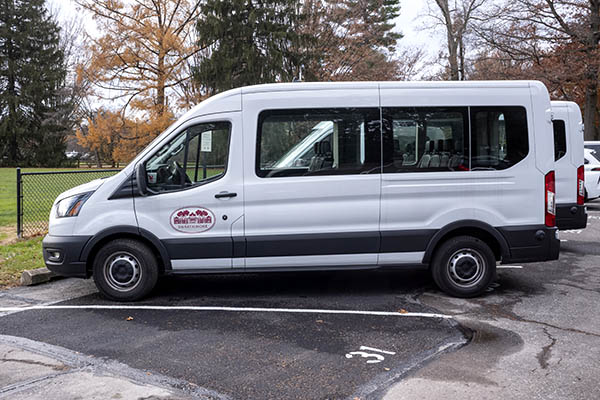 White van with Swarthmore College logo