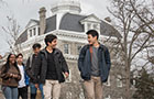Students walk in front of Parrish Hall.